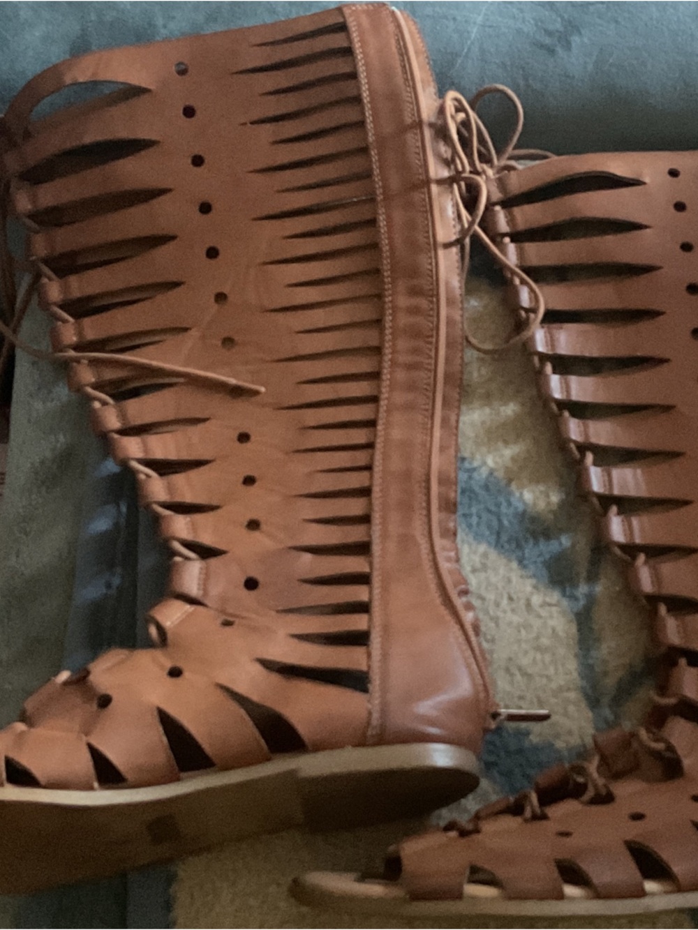 Torrid Leather Lace-Up Cutout Knee-High Gladiator Sandals size 11 Lightly Worn